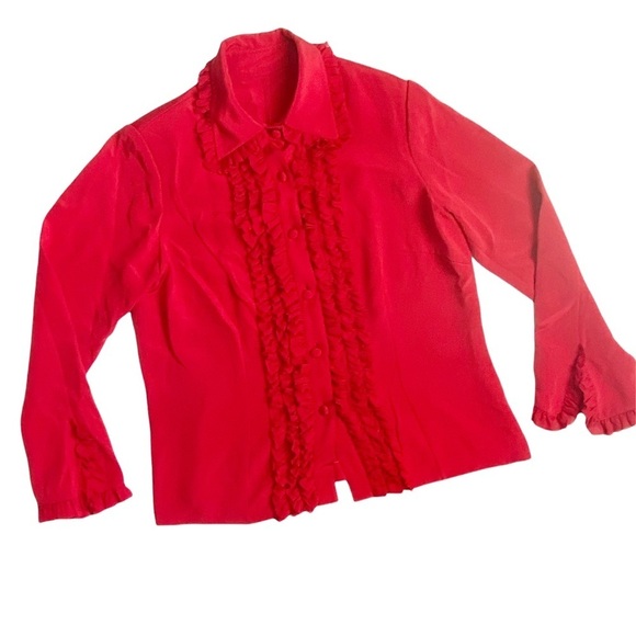 Fe Zandi Beverly Hills Haute Couture Runway Ruffle Blouse 80s - Picture 1 of 7